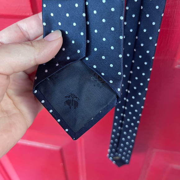 Brooks Brothers Fleece New Men's Navy Blue White Polka Dot Black Tie Formal - Picture 4 of 5